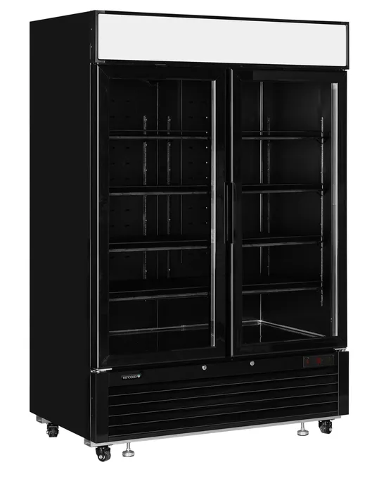Ledusskapis vitrīna 922 litri ar veramām durvīm, melna
